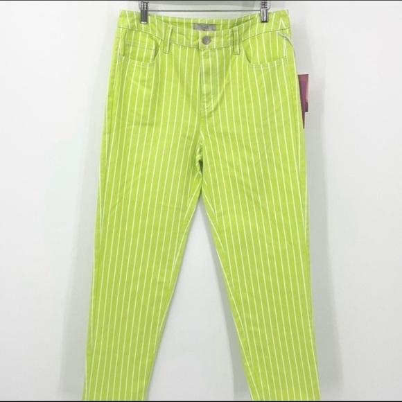 Victor Glemaud Lime Green Striped Ankle Jeans - Picture 3 of 7
